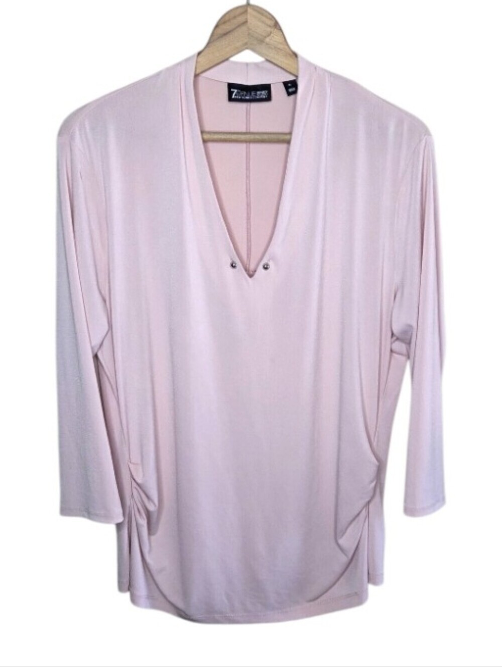 7th Avenue NY&CO Light Blush Pink V-neck Tunic Top Size XL Balletcore